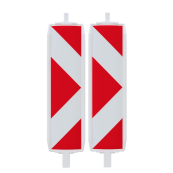 Plastic traffic panel type 60 | film RA2/C, arrowed | on both sides indicating right | red / white